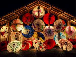 Cruise Azië Japanse Paraplu's met veel kleuren